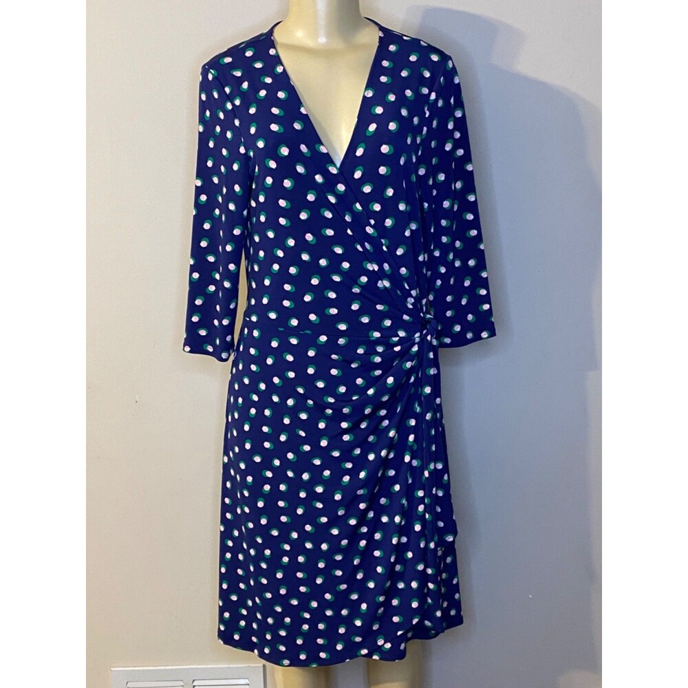 LEOTA WOMEN'S FAUX WRAP BLUE DRESS SIZE M